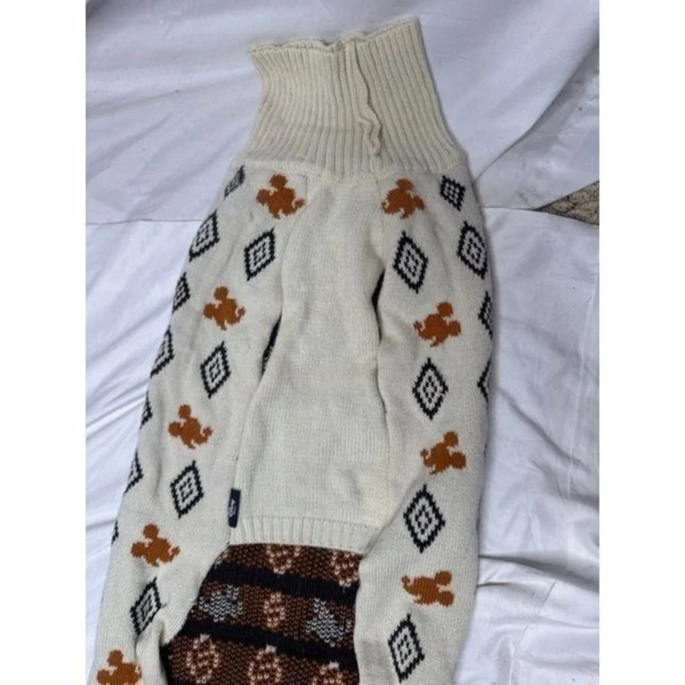 Disney Cream and Brown Chewy Mickey Mouse Southwest Pattern Cozy Sweater. Sz XXL
